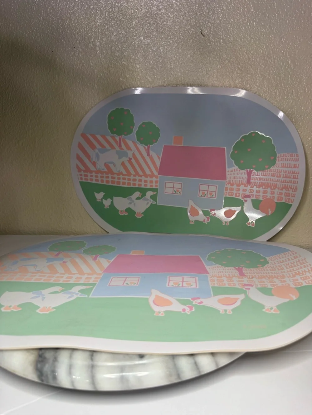 Pastel Farmhouse Wall Decor Plaque - Pink & Green